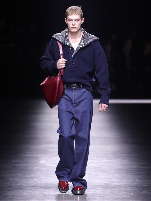 Look masculino da coleção de inverno 2024 da Gucci.